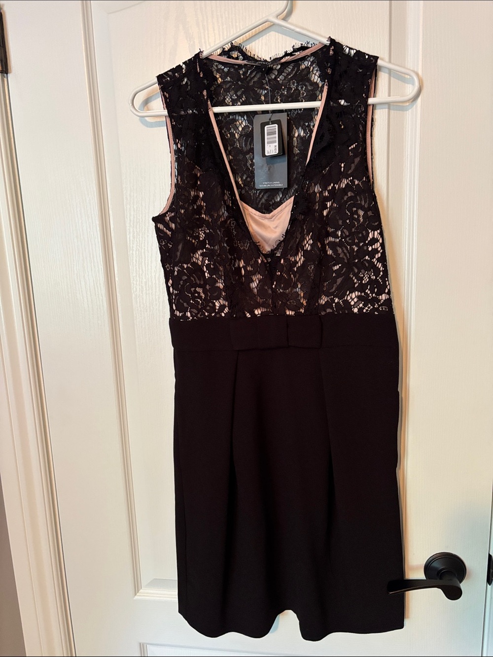 RW&CO. Black Lace Midi Dress with Blush Lining